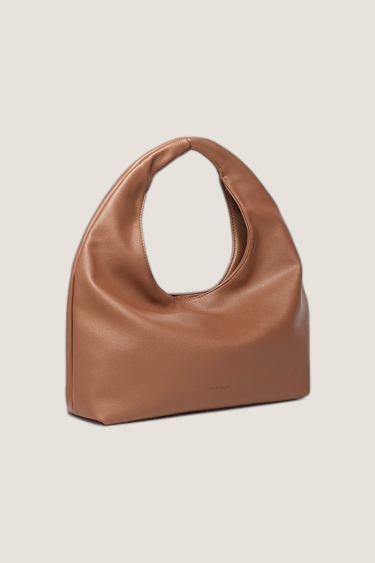 Three-quarter view of the Monaco Toffee Shoulder Bag showing its soft slouchy shape and depth.