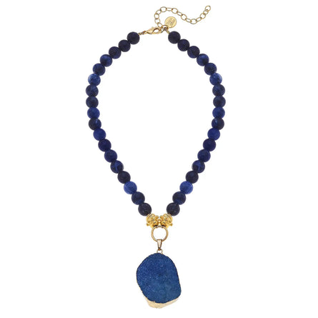 Sodalite Blue Druzy Quartz Necklace