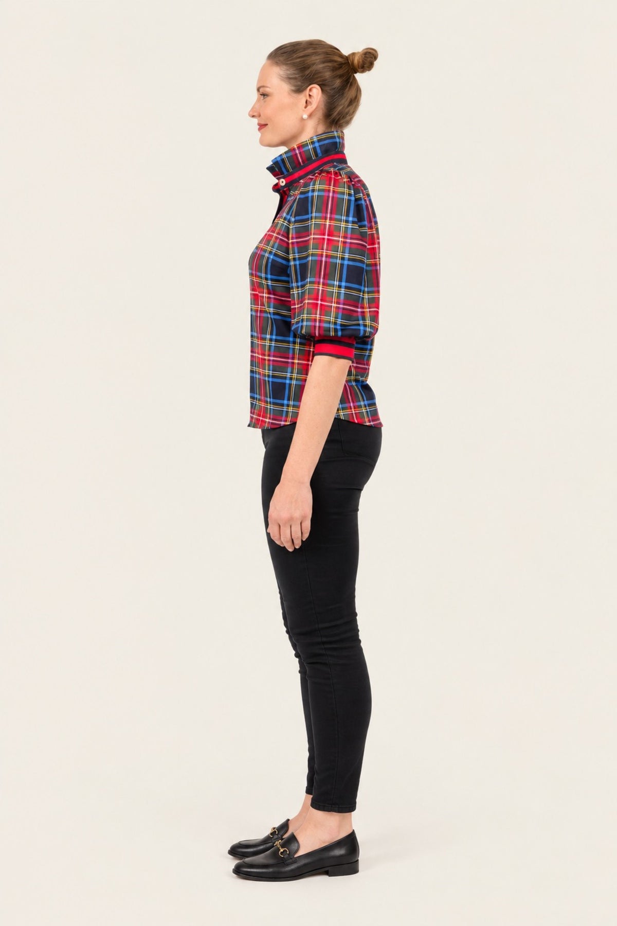 Stewart Plaid Puff Sleved Top