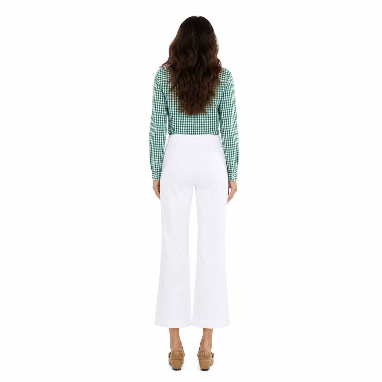 High Rise Relaxed Cropped Flare Jeans – White