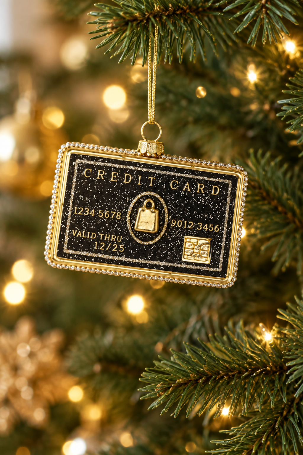 Black Credit Card Glass Ornament