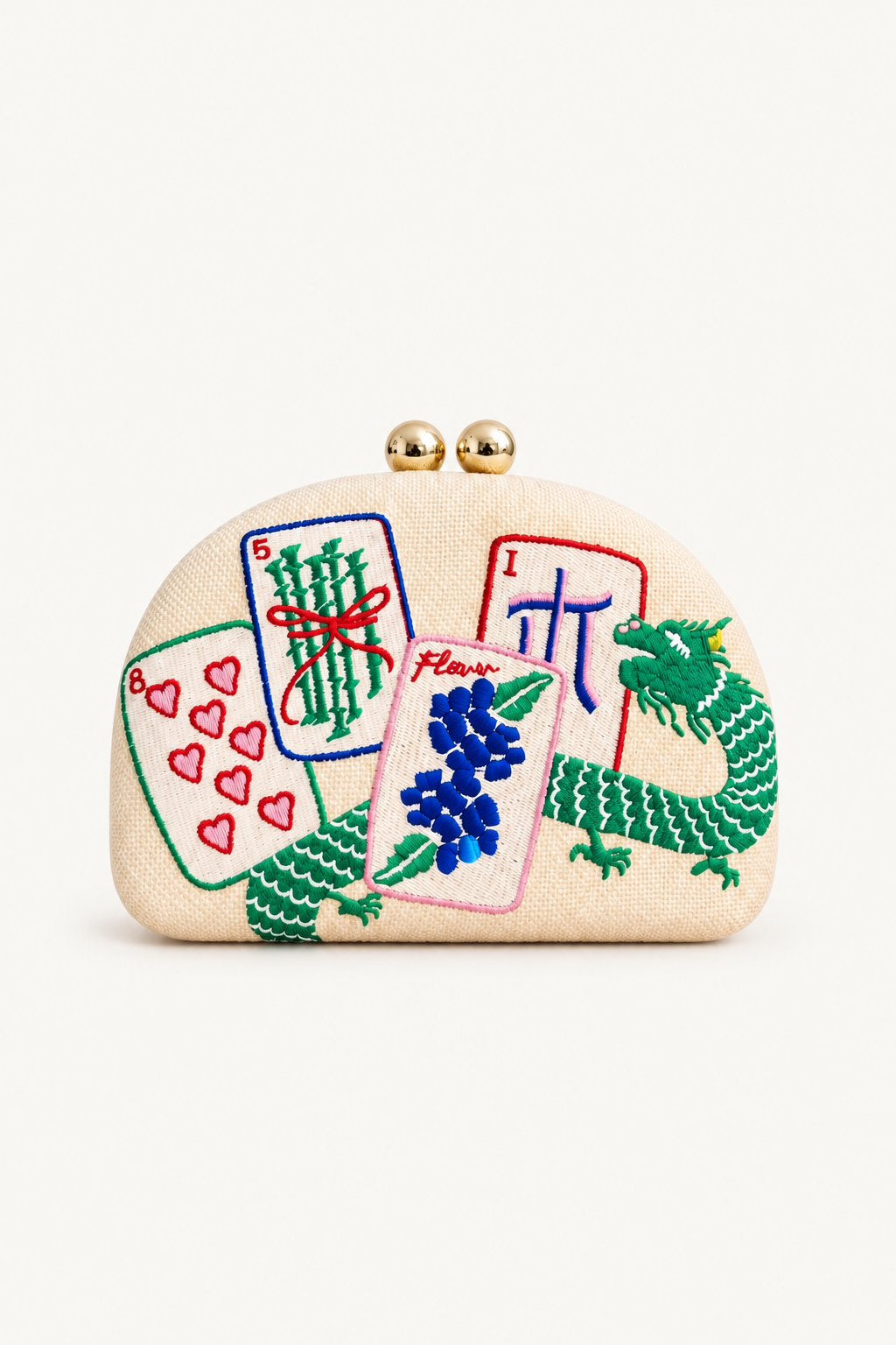 Mahjong Embroidered Clutch