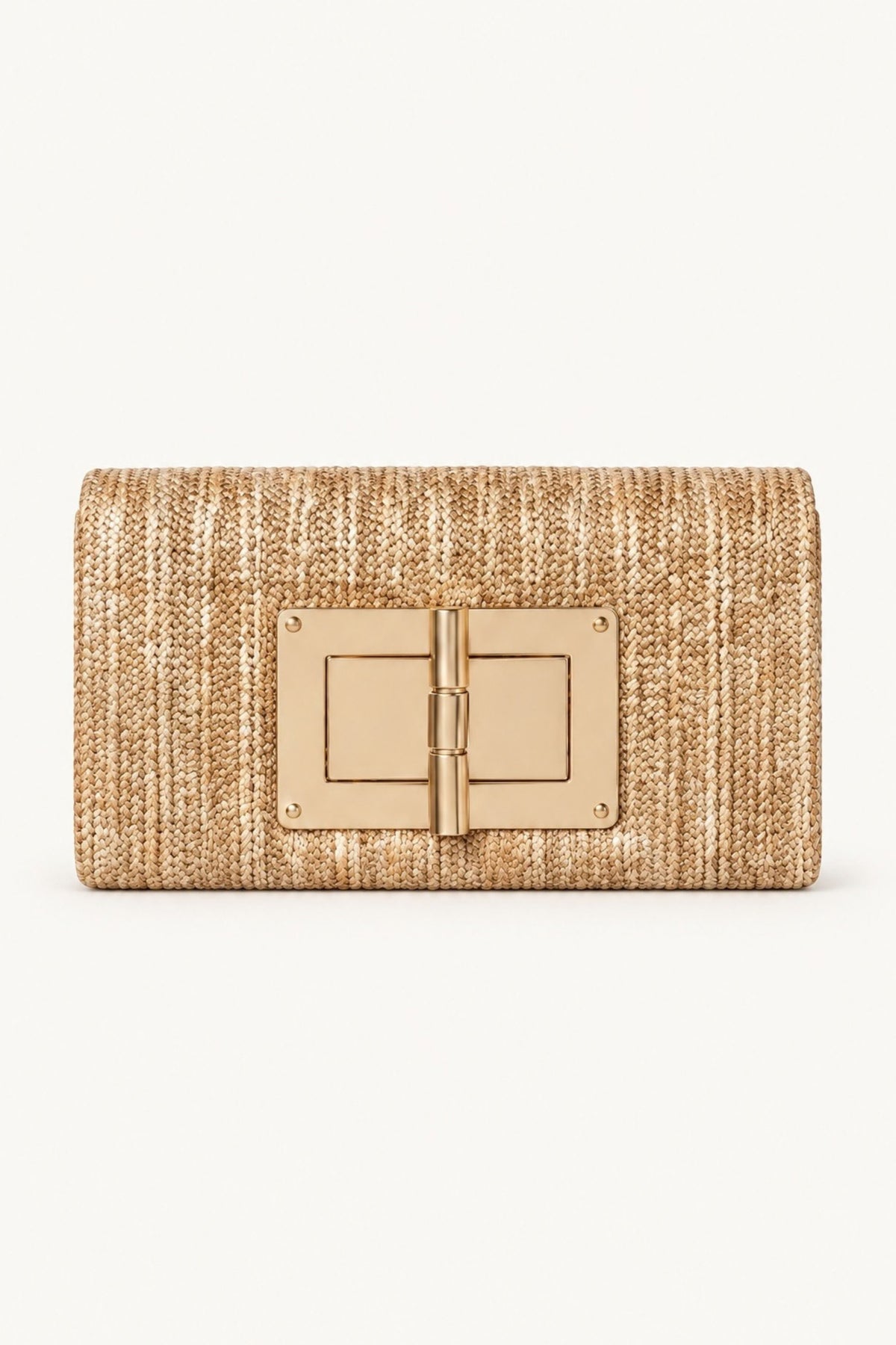 Gold Lillian Straw Clutch