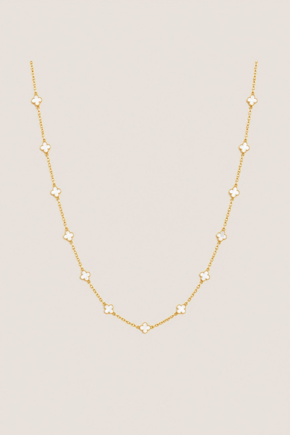 Petite Clover Necklace in Cream
