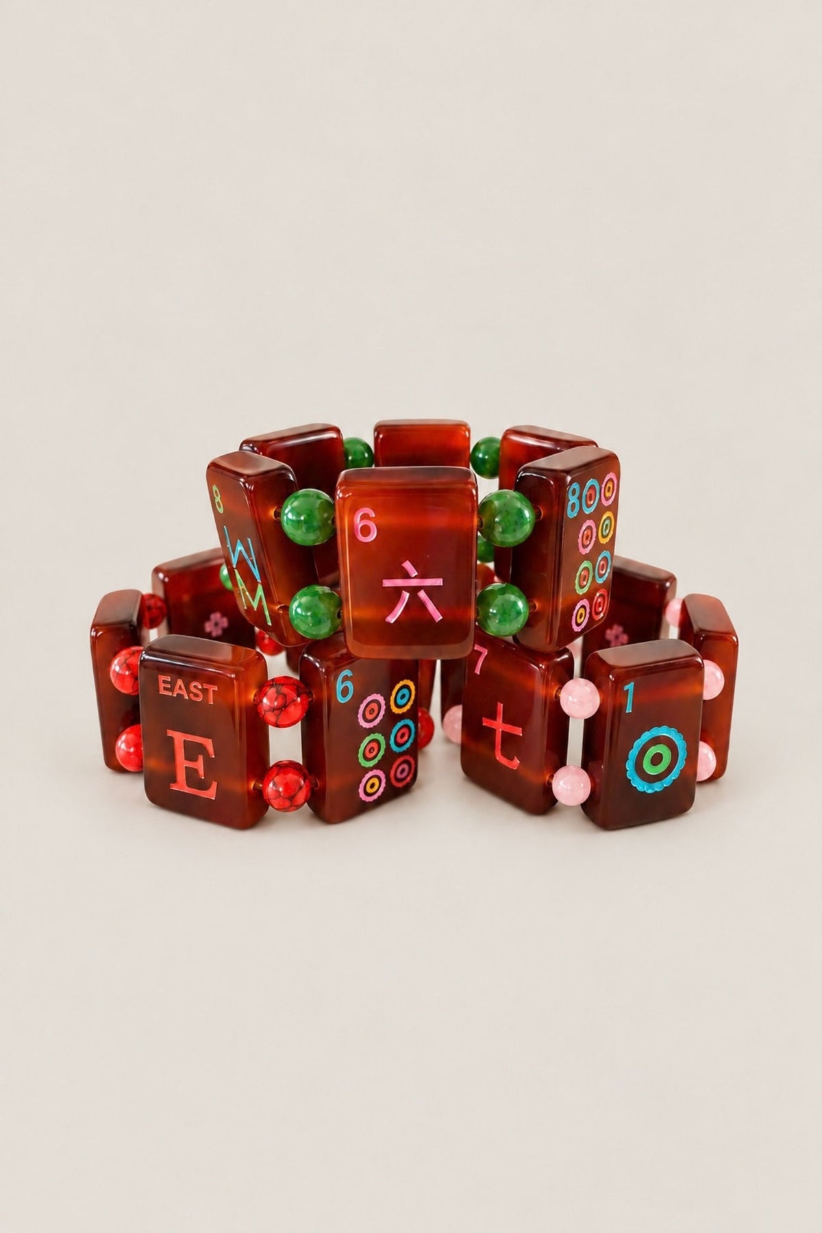 Faux Tortoise Shell Mahjong Tile Bracelet