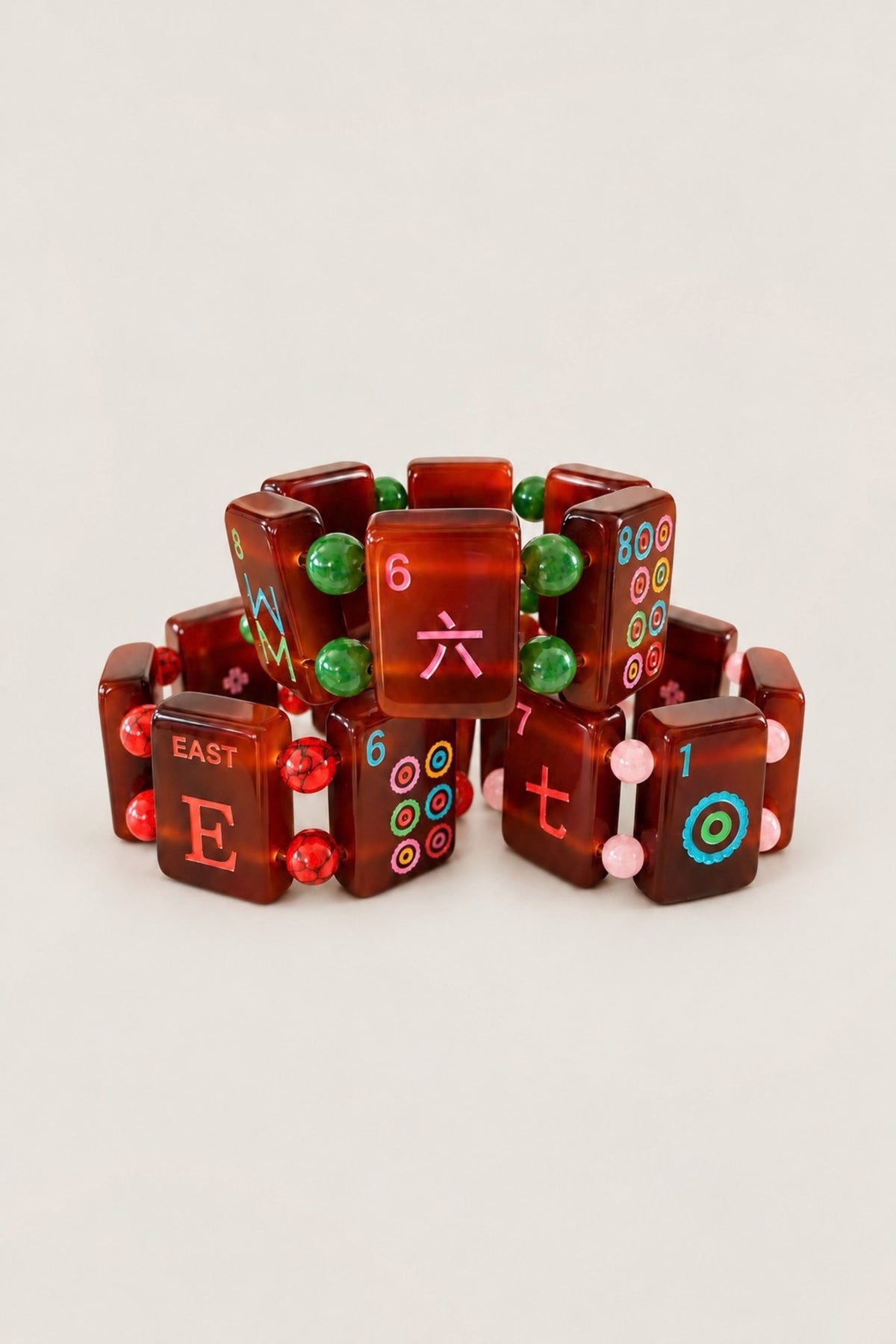 Faux Tortoise Shell Mahjong Tile Bracelet