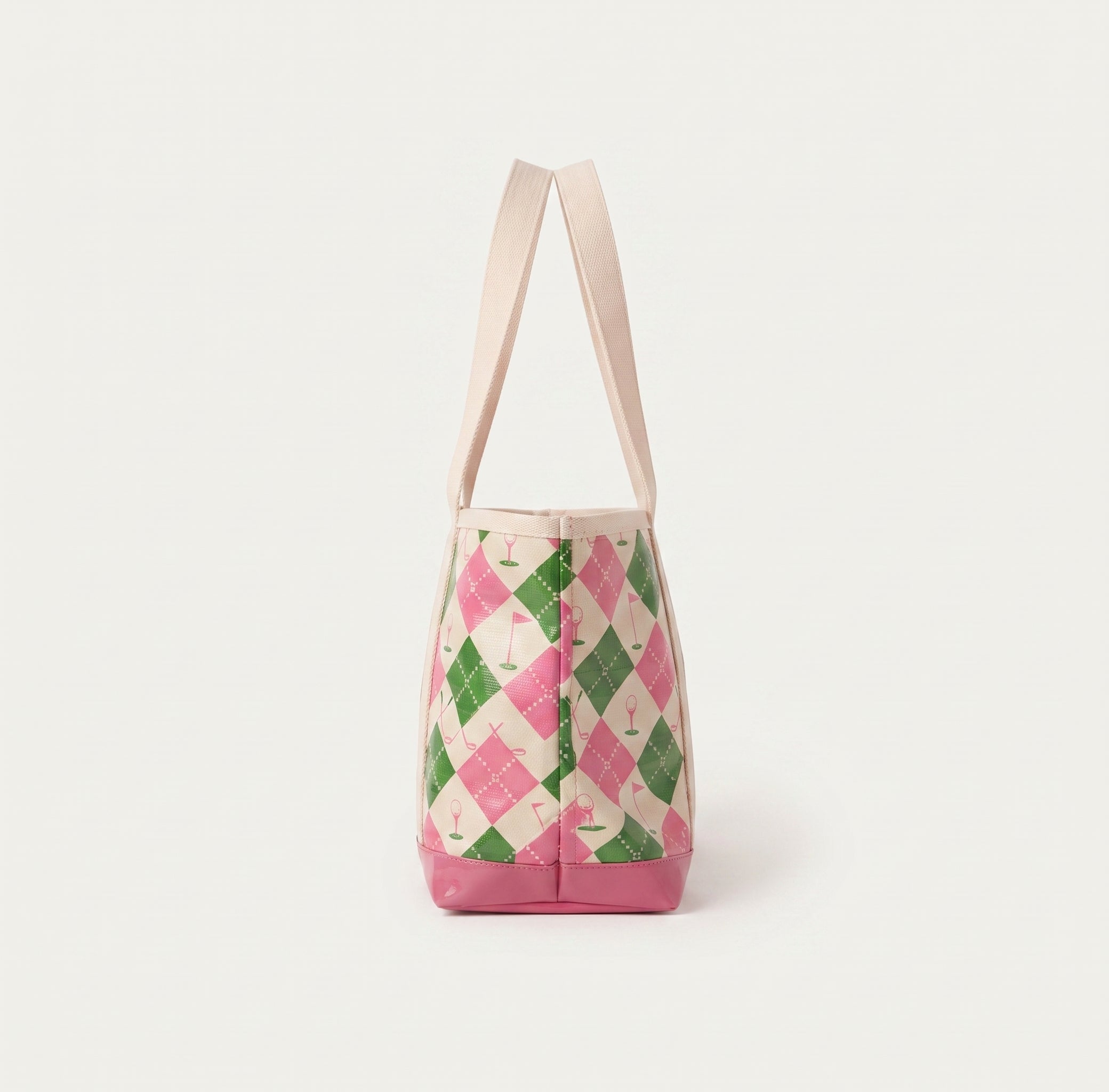 The Forevermore Golf Tote – Pink & Green Argyle