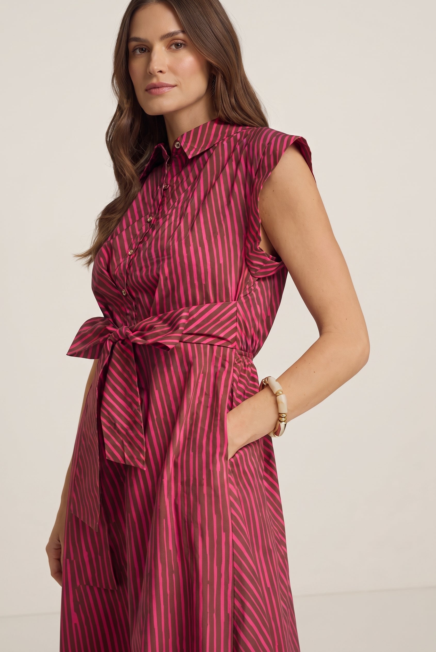 Raspberry Ribbon Striped Mini Dress