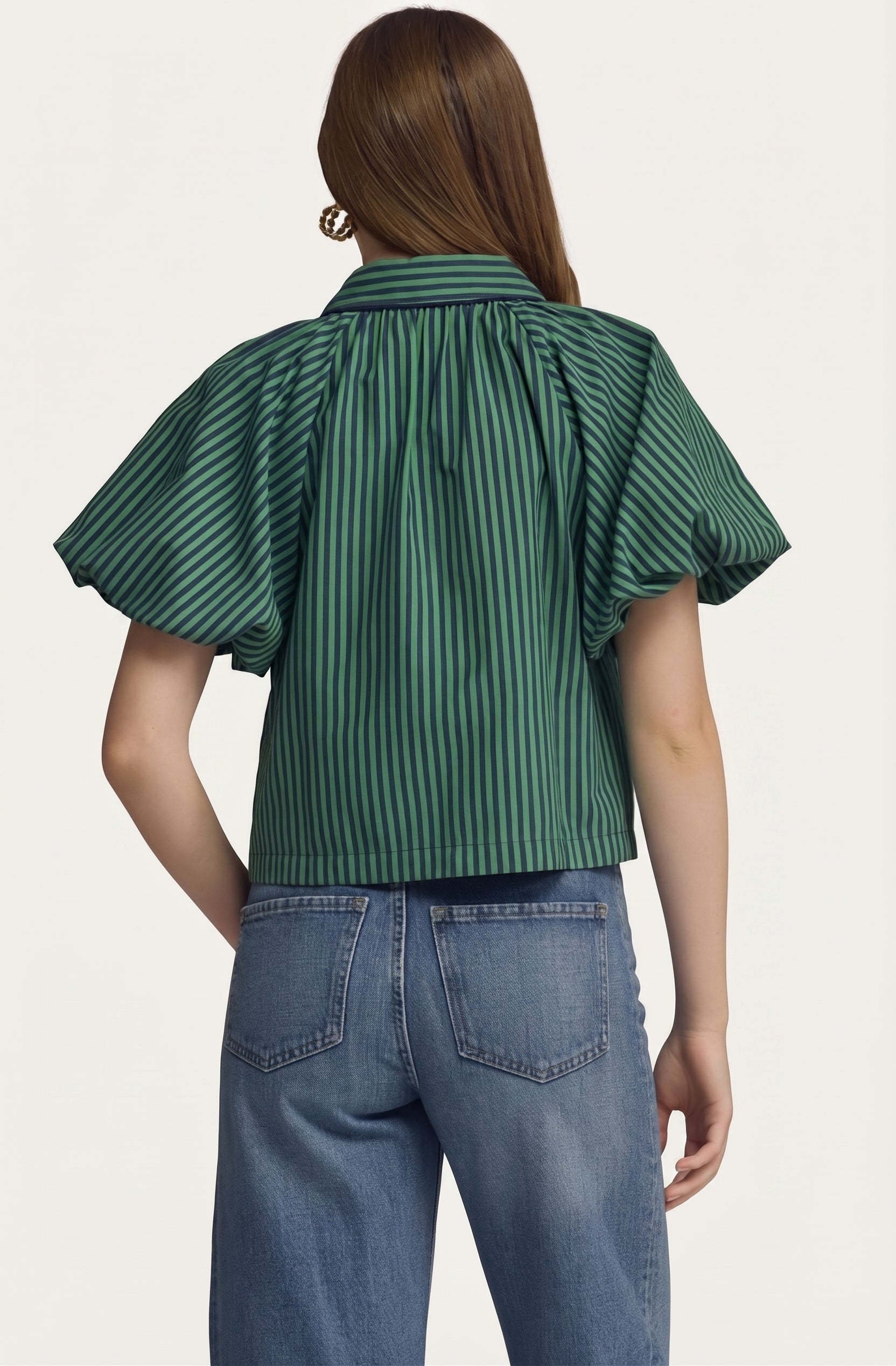 The Preppy Navy & Green Stripe Top