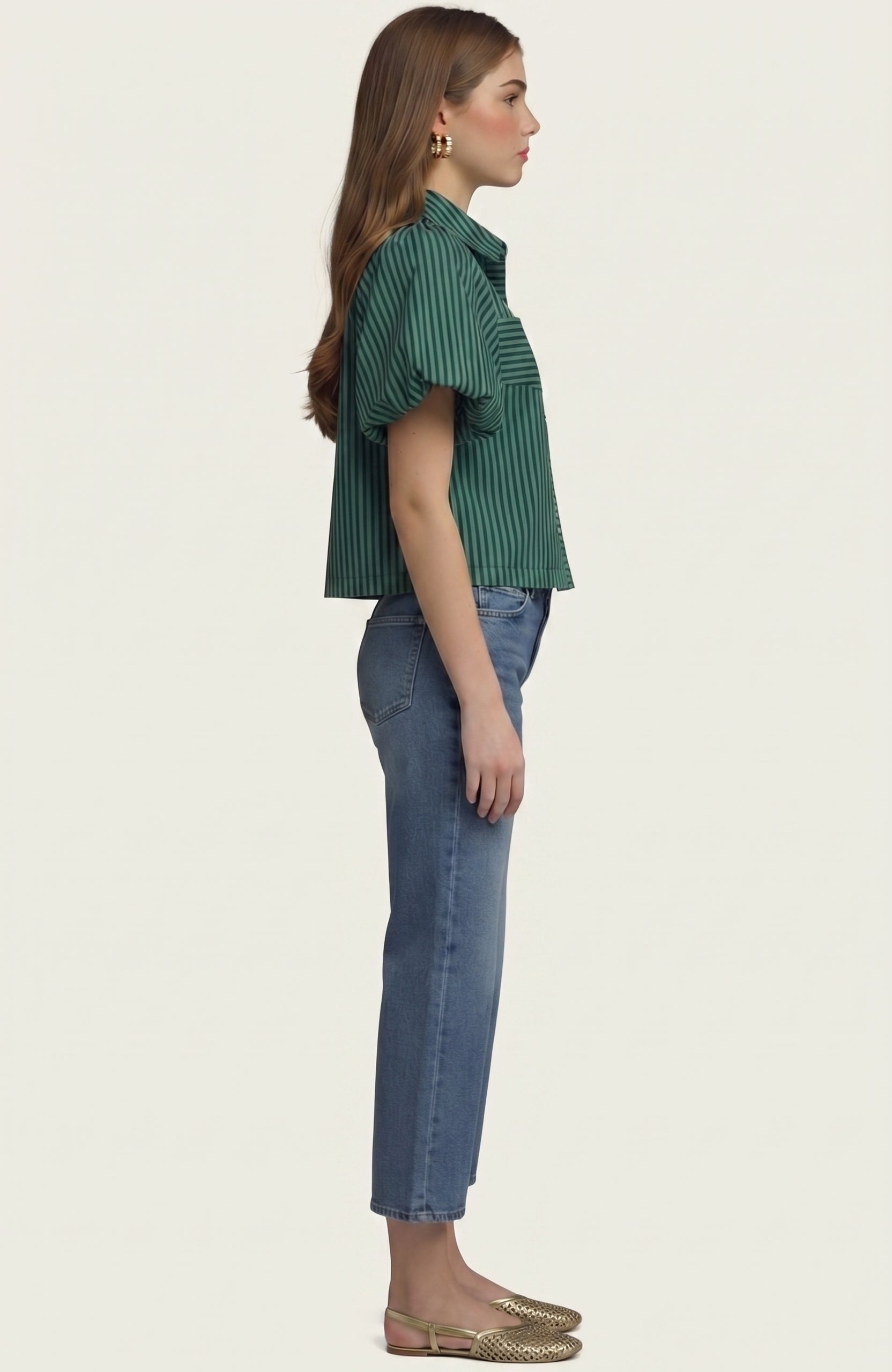 The Preppy Navy & Green Stripe Top