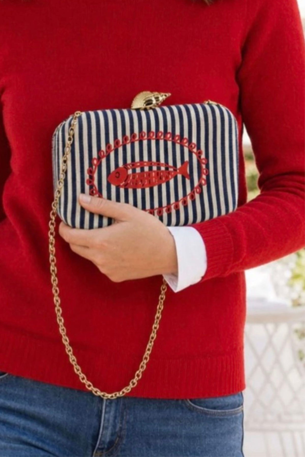 Navy Marina Minaudière Clutch