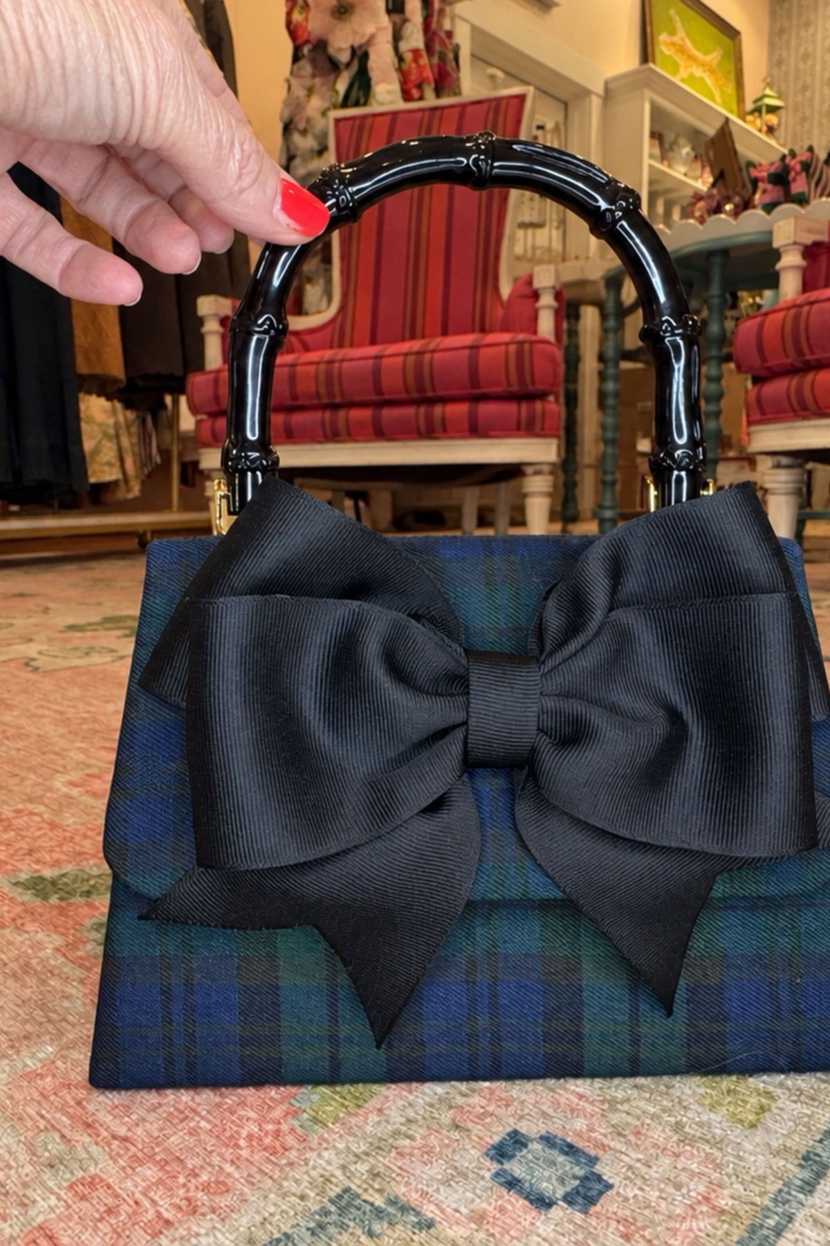 Black Watch Plaid Bow Lulu Clutch