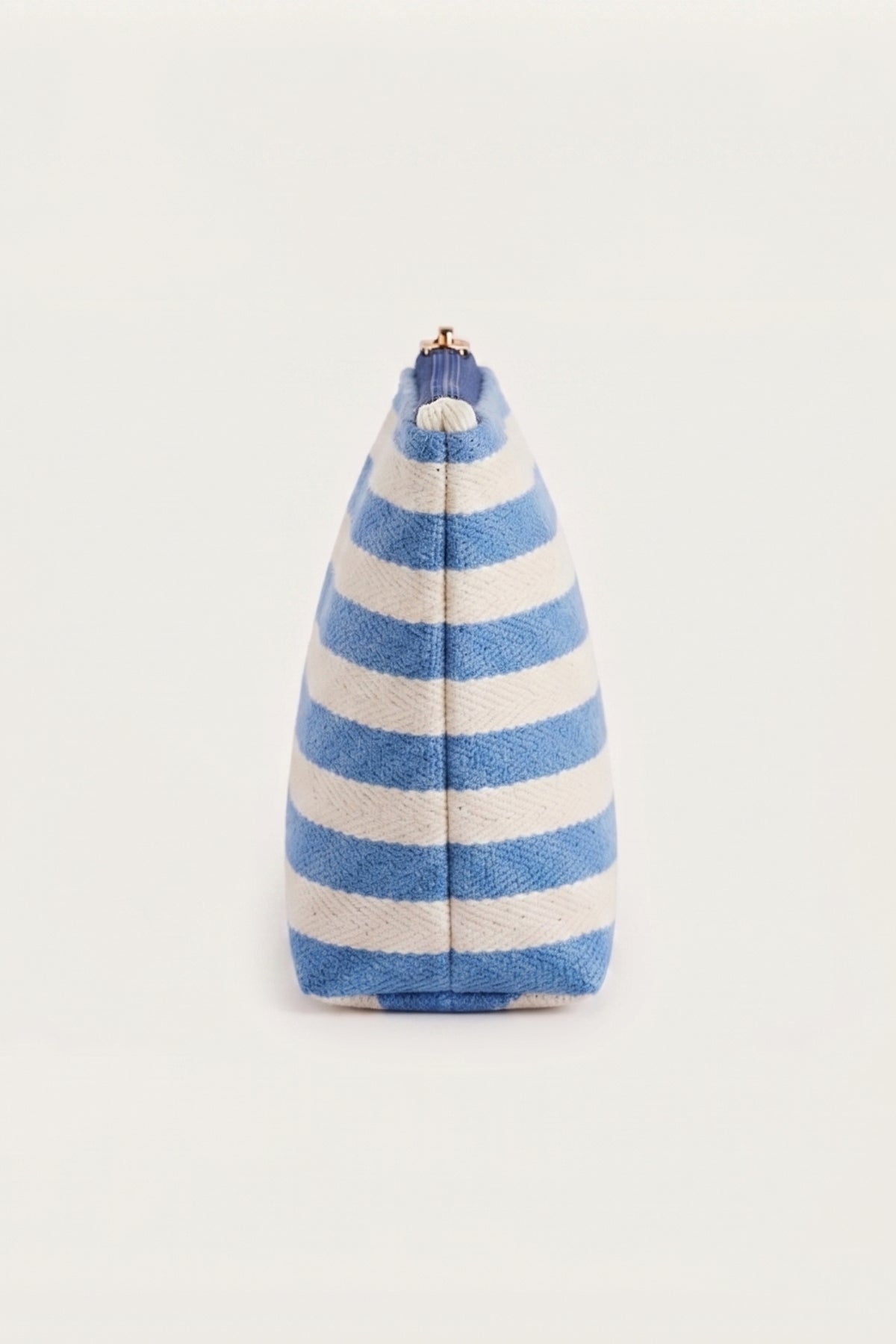 The back of the Morgan "Lake Weekend" zip pouch in blue and white stripes.