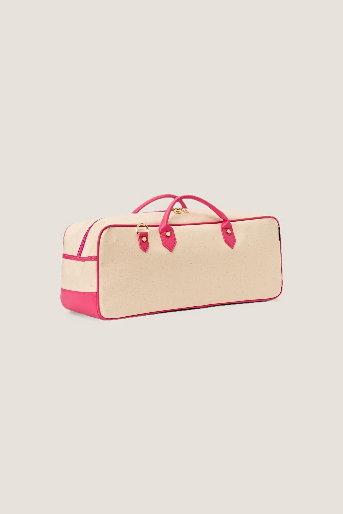 The Raspberry Margo mahjong tote at a three-quarter angle, showing its depth and hot pink base.