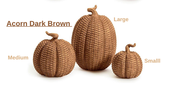 Basket Weave Pumpkins Acorn Dark Brown Color (individually sold 