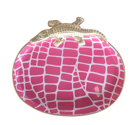 Pink Croc Small Tray by Dana Gibson