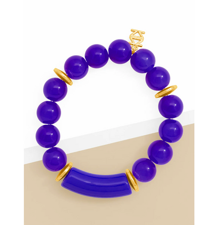 Resin Cobalt Glassbead Stretch Bracelet Jewelry