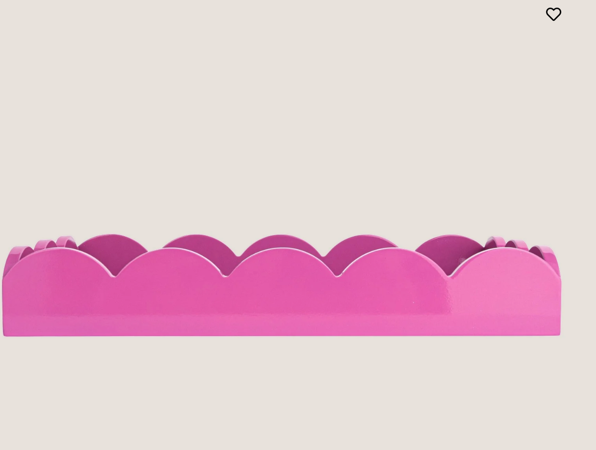 Fuchsia Lacquered Scalloped Tray w/ Handles