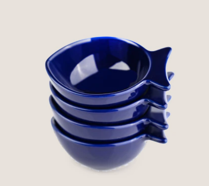 Mini Fish-Shaped Stoneware Dip Bowl – Cobalt Blue