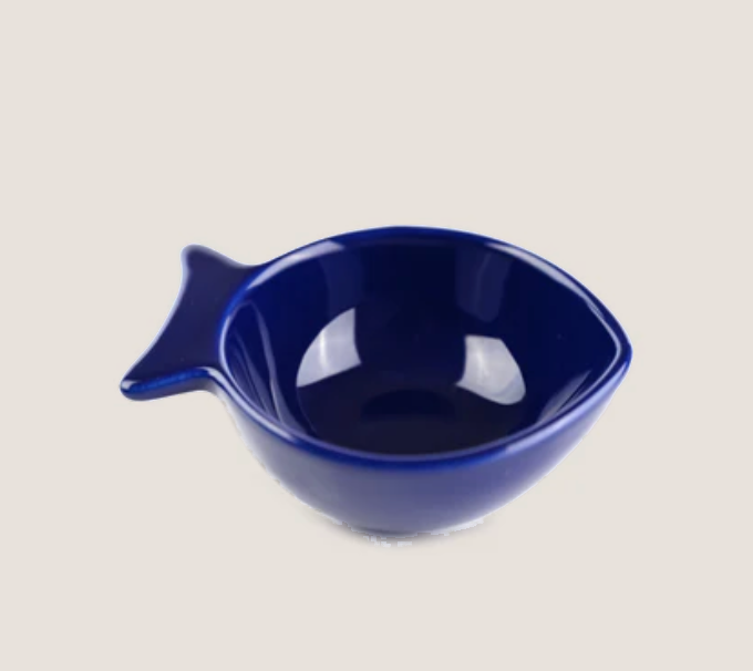Mini Fish-Shaped Stoneware Dip Bowl – Cobalt Blue