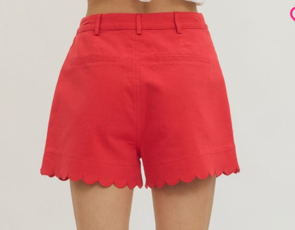 Red Harbor Scallop High-Rise Shorts