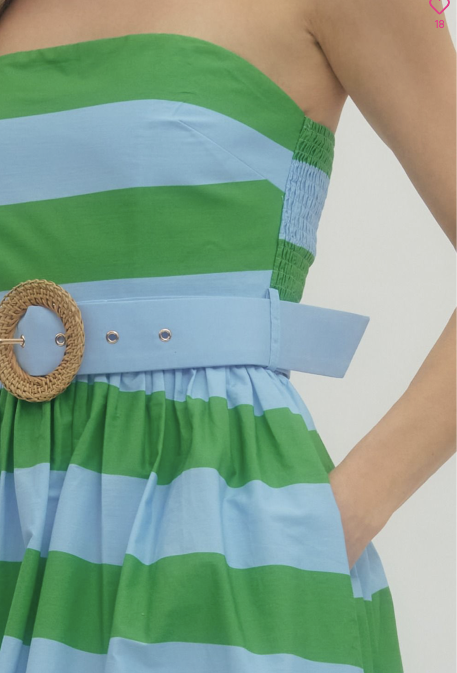 Palm Beach Stripe Strapless Midi Dress – Green & Blue