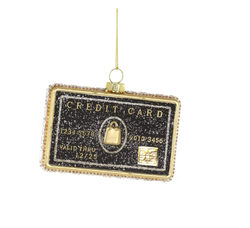 Black Credit Card Glass Ornament