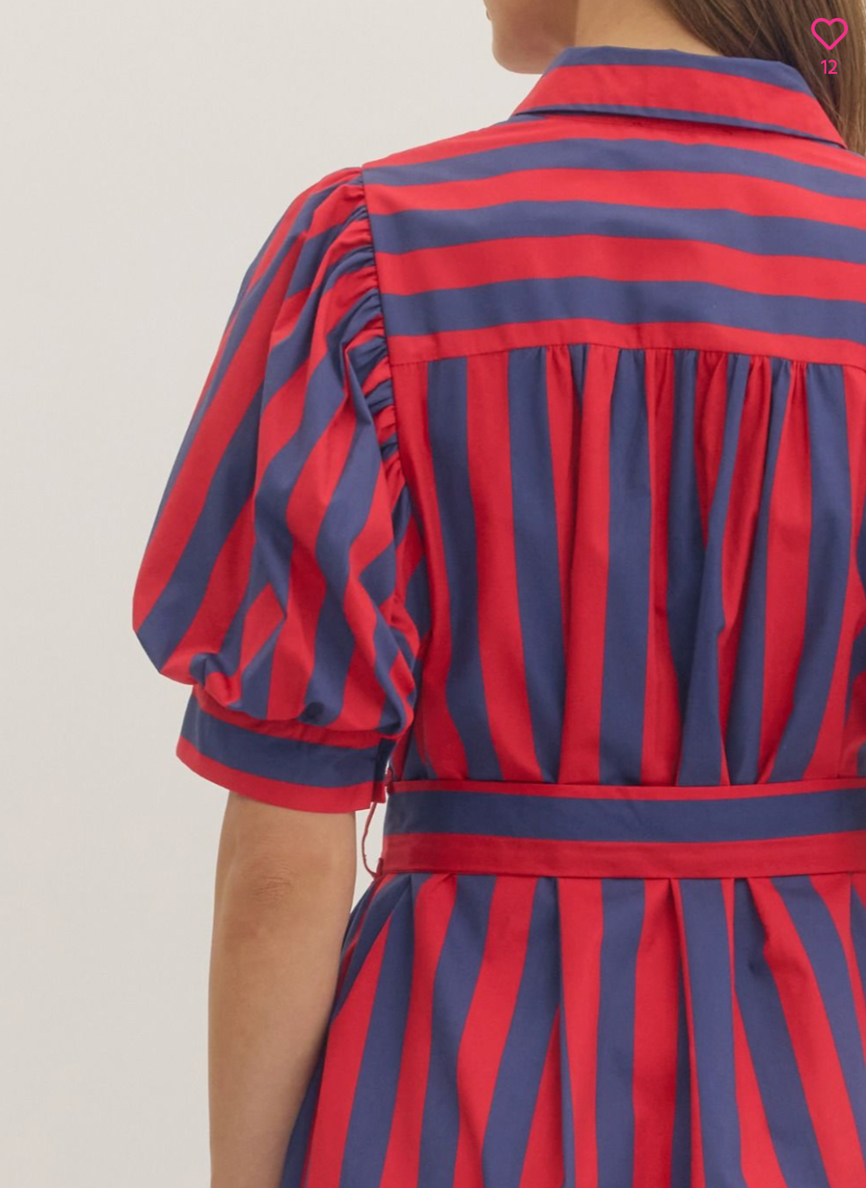 Harbor Stripe Puff Sleeve Midi Dress