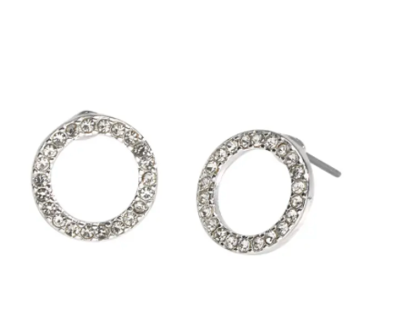 Silver Crystal Eternity Stud Earrings