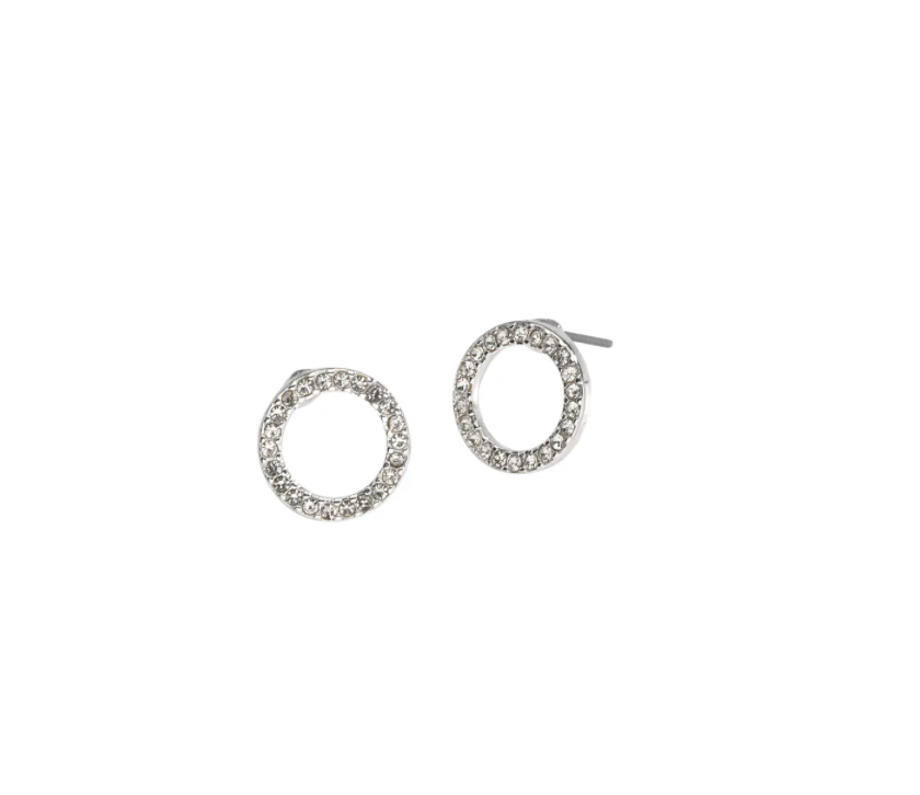 Silver Crystal Eternity Stud Earrings