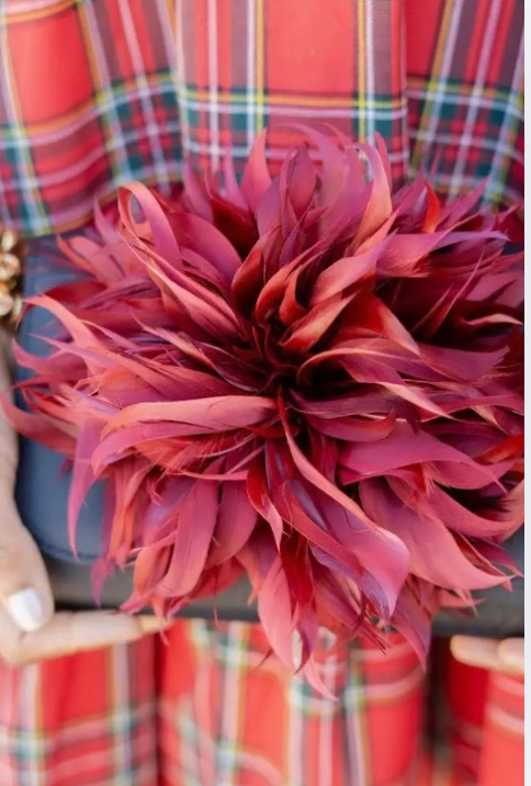Black Scallop Ruby Feather Clutch