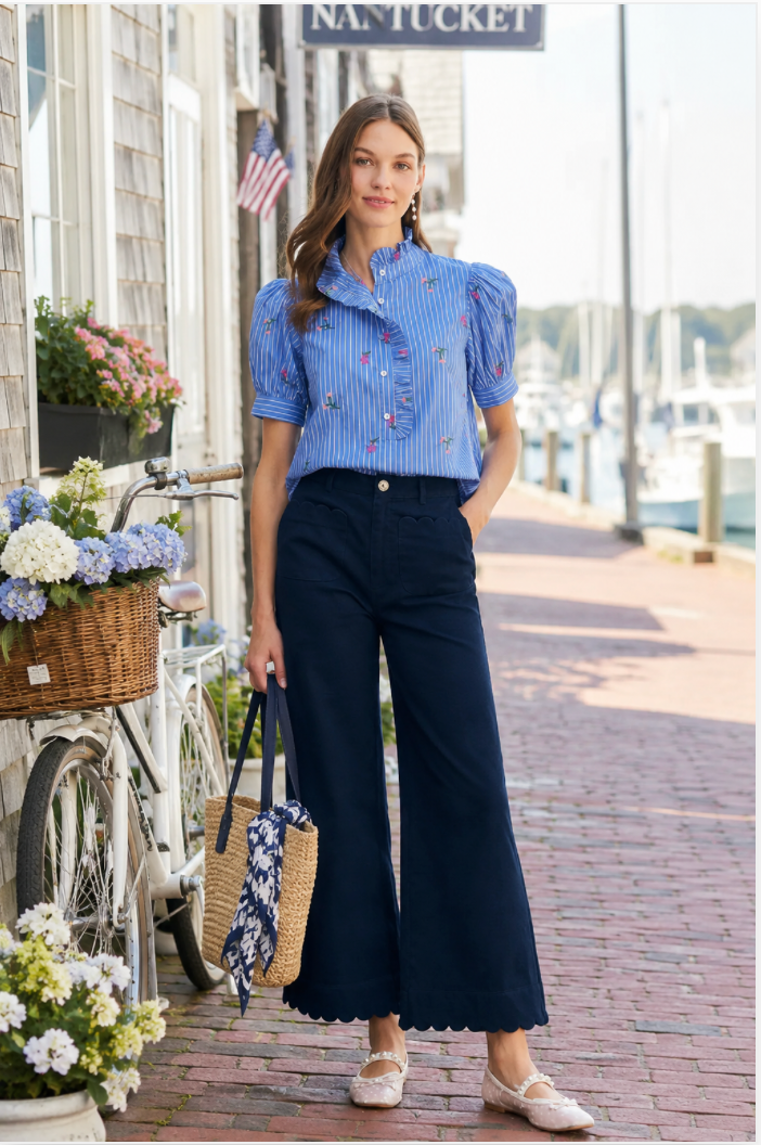 The Navy Maribel Scallop Pant