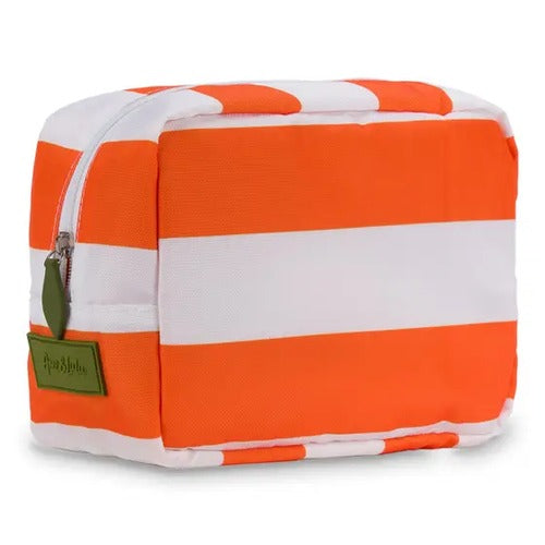 Classic Striped Nylon Pouch – Orange & White, colour swatch close-up