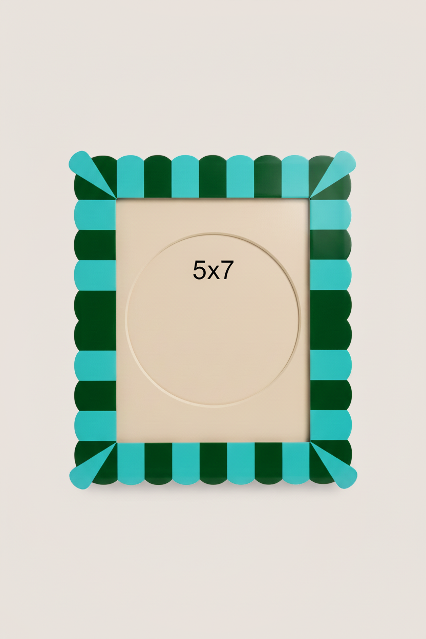 Turquoise Stripe Scallop 5x7 Picture Frame