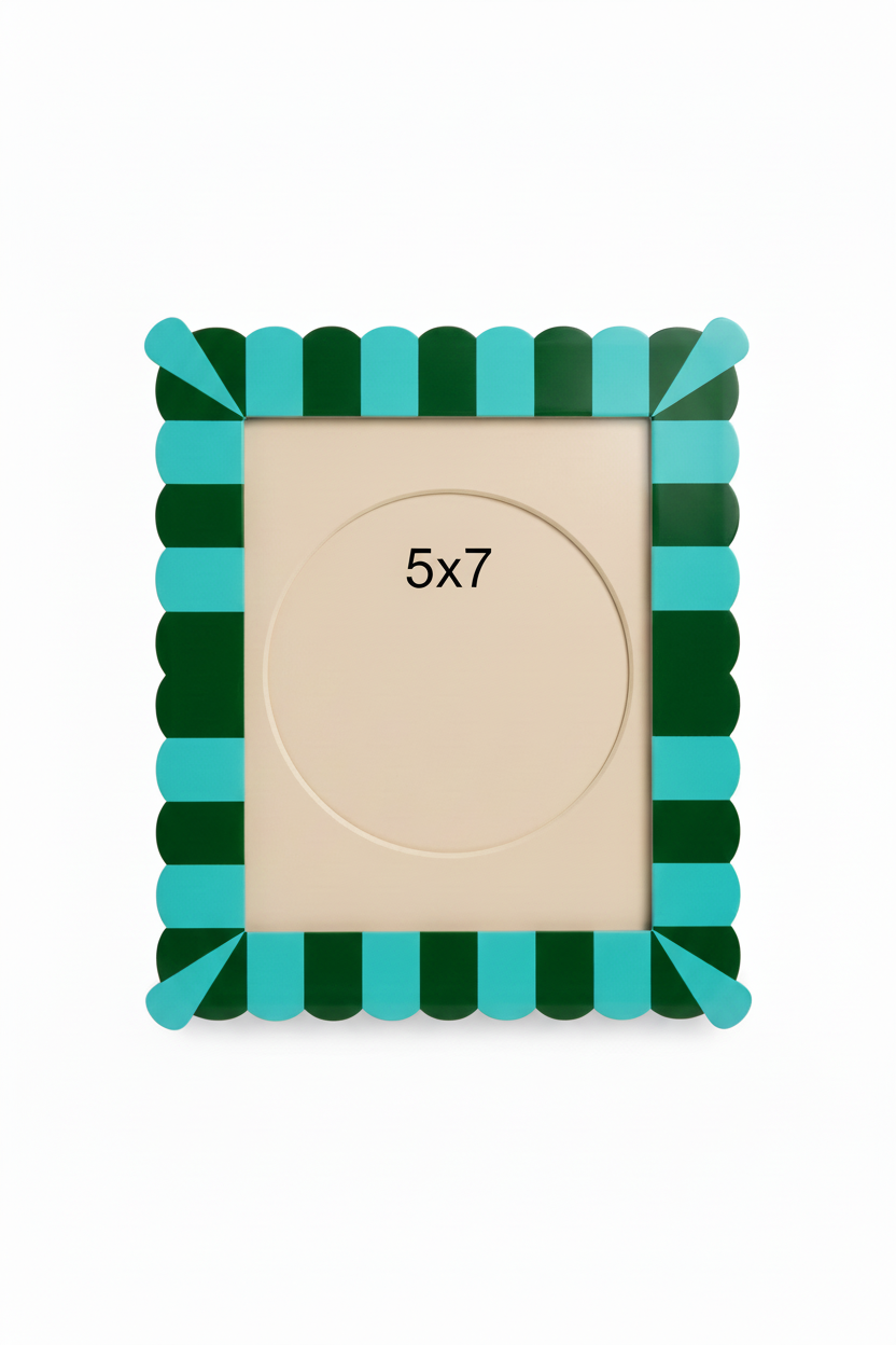 Turquoise Stripe Scallop 5x7 Picture Frame