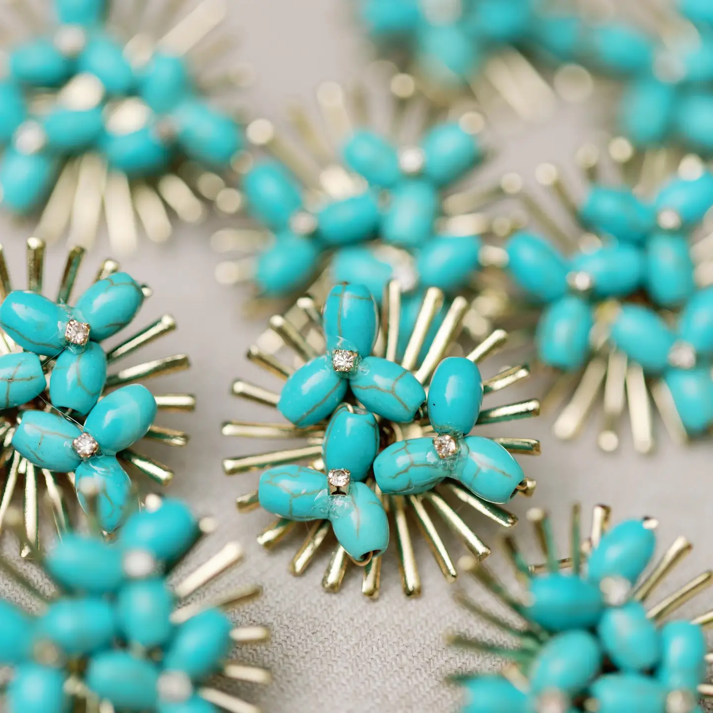 Turquoise Sunburst Statement Stud Earrings