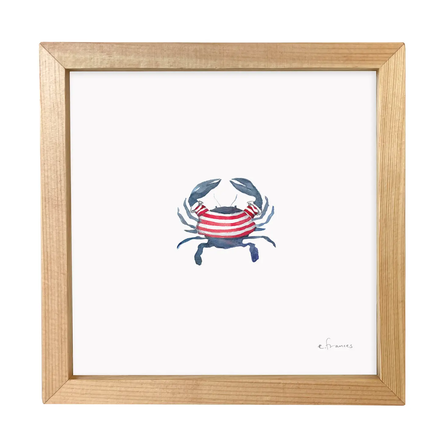Stripey Crab Little Print | Framed Art Print Blue Crab Decor
