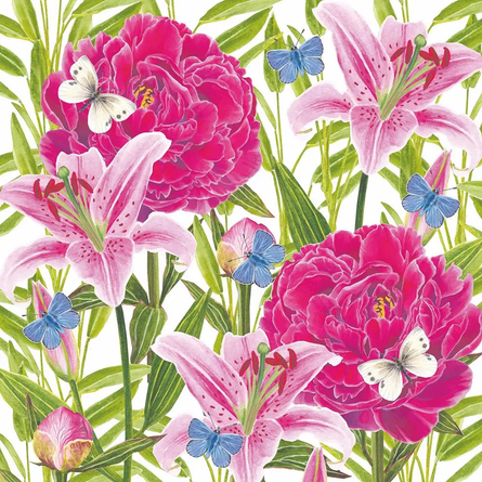 Peonies & Lillies Lunch Napkin