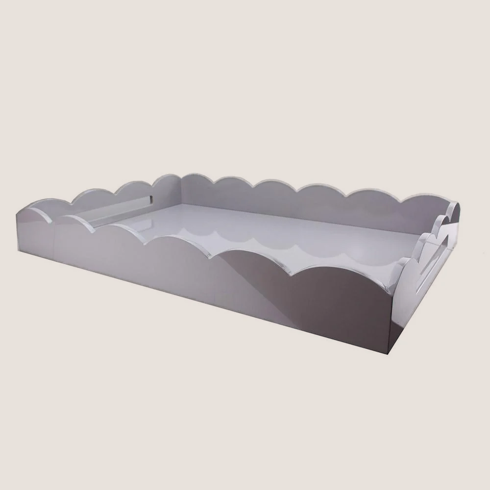 Chiffon Large Lacquered Scallop Ottoman Tray 26" x 17"