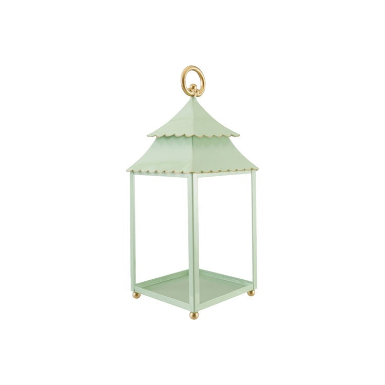 Mint Scalloped Metal Lantern