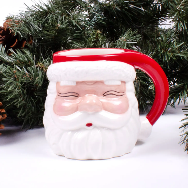 Homespun Holiday Red Santa Mug