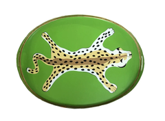 Oval Leopard Tray In Green by Dana Gibson