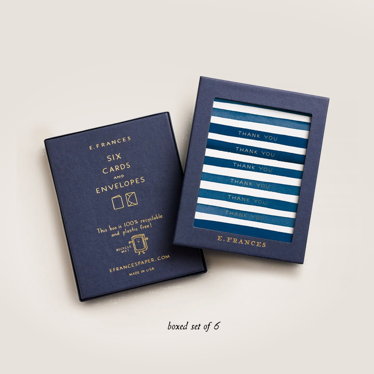 Navy Stripes Thank You Boxed Card Set