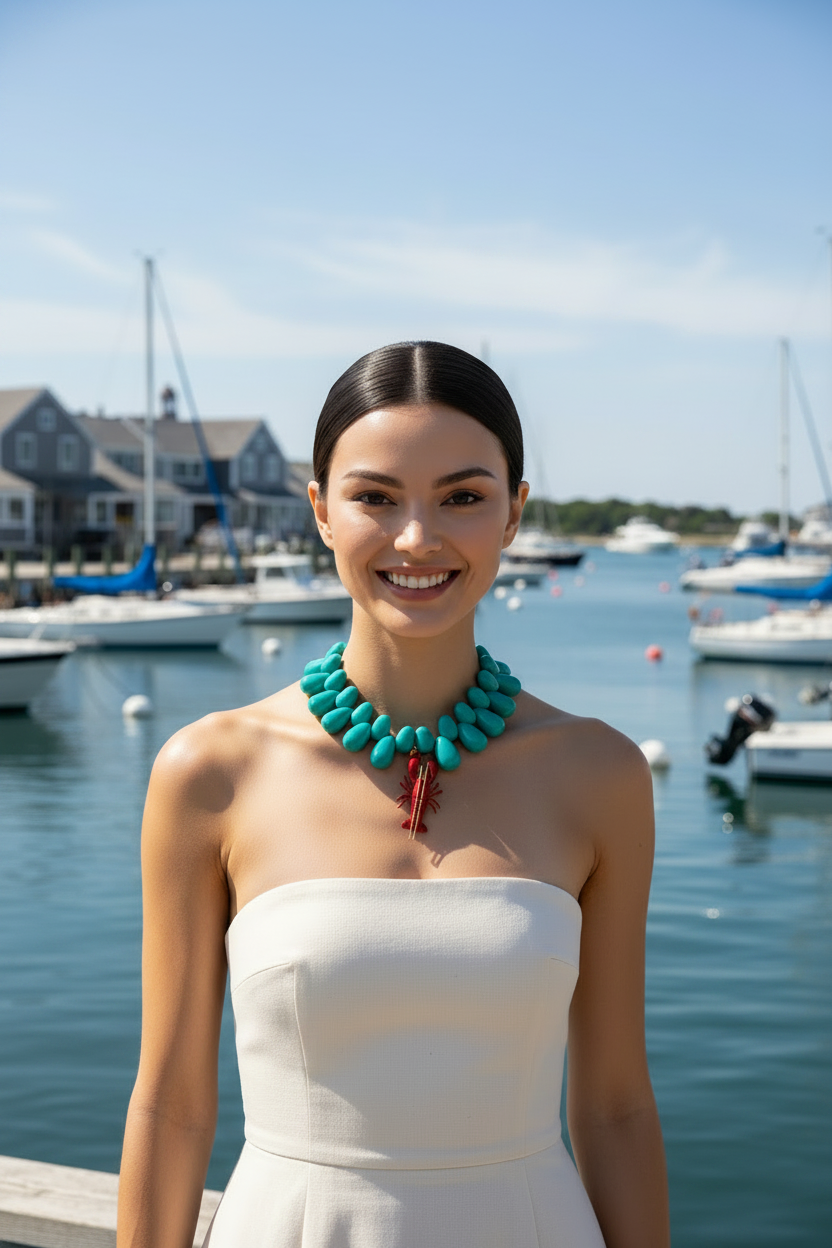 Lobster Kitsch & Sea Resin Bead Necklace