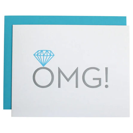 Omg! Engagement Ring Letterpress Greeting Card