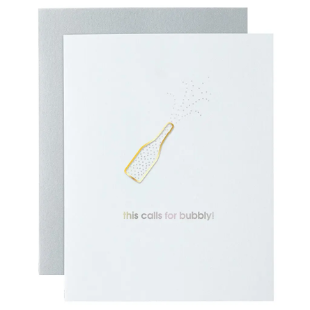 This Calls For Bubbly Paper Clip Letterpress Greeting Card