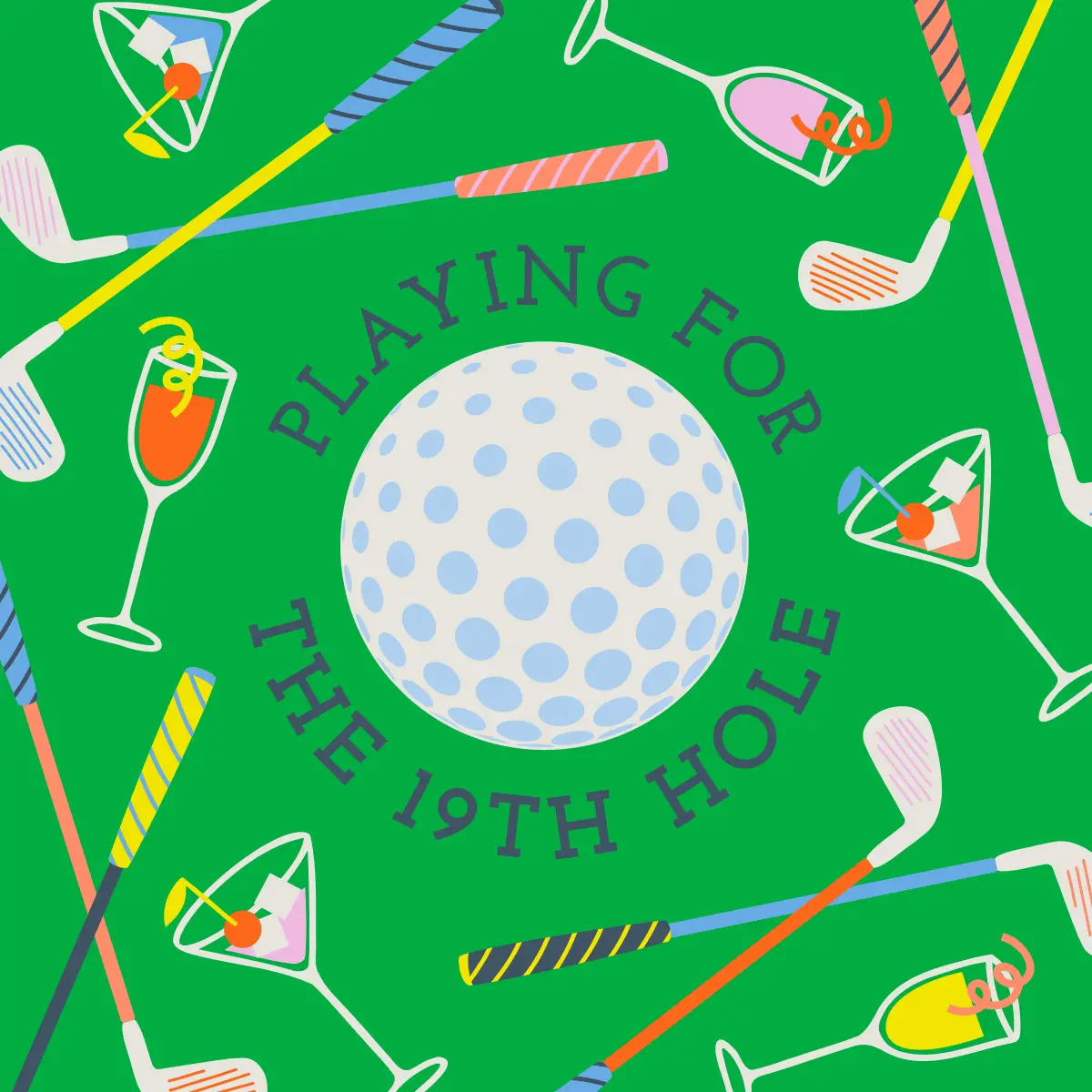 Funny Golf Cocktail Napkins – “Playing for the 19th Hole”