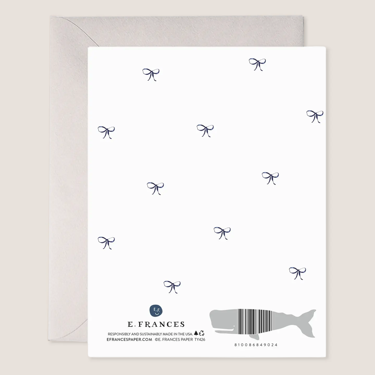 Big Navy Striped Bow Thank You Boxed Card Set