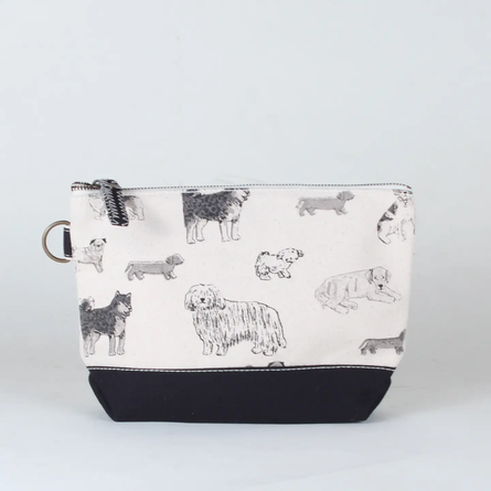 All in Canvas Zippered Accessories Pouch Dog Print