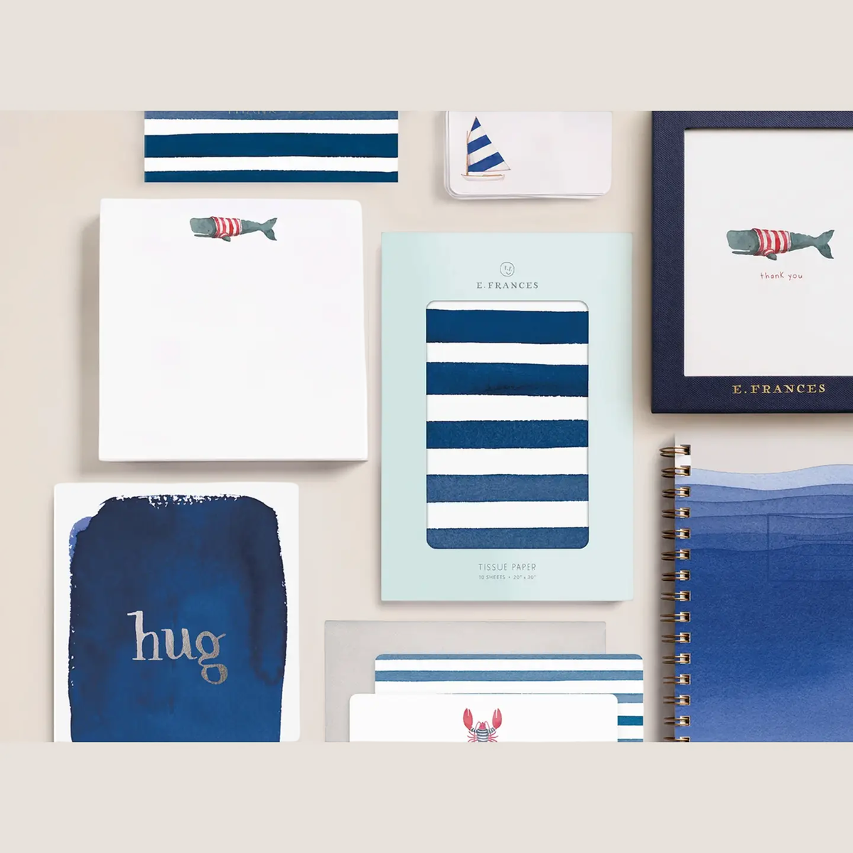 Navy Stripes Thank You Boxed Card Set